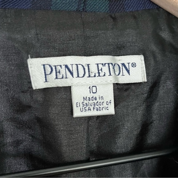 Pendleton Virgin Wool Women’s 3 Button Closure Plaid Blazer Jacket Blue Green 10 - Picture 6 of 10